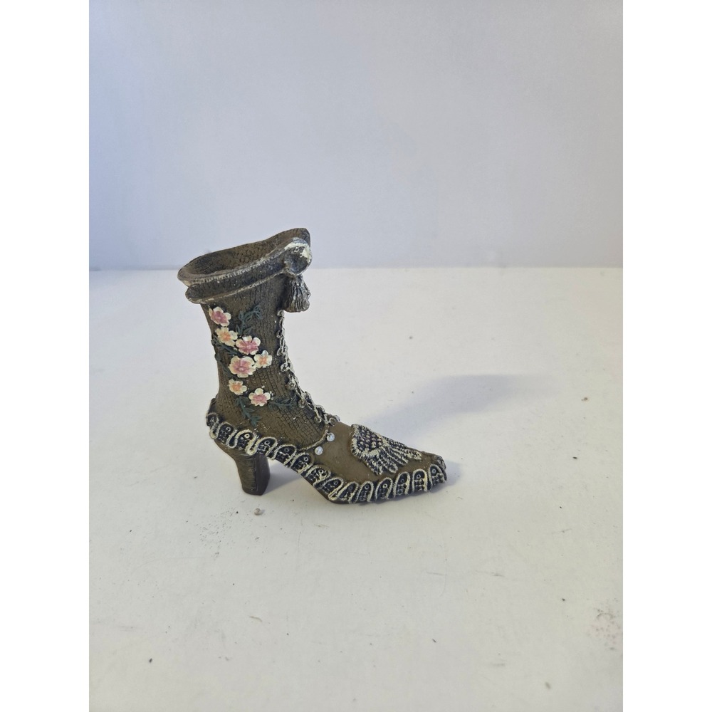 Vintage Victorian Style Resin Boot Figurine Floral Lace Decorative Miniature